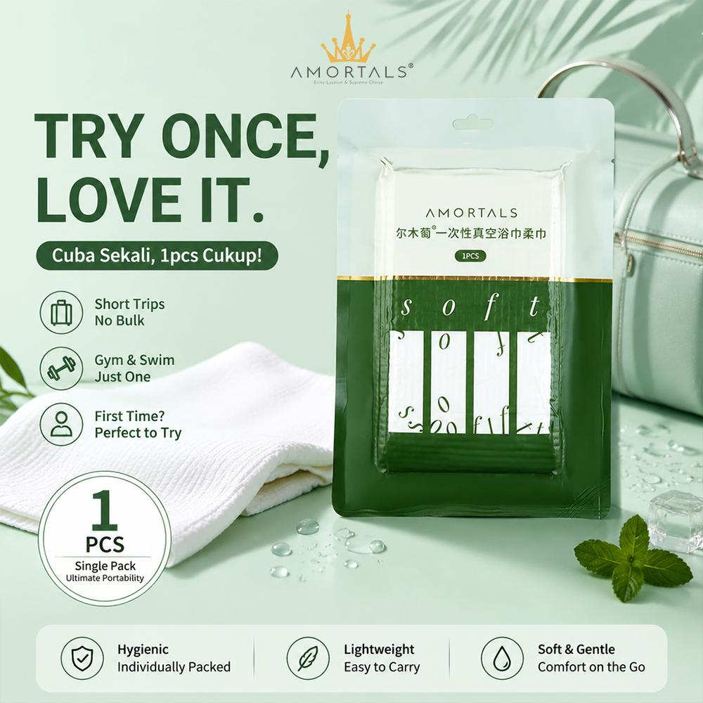 AMORTALS Compressed Disposable Face Towel - 1pc image 1