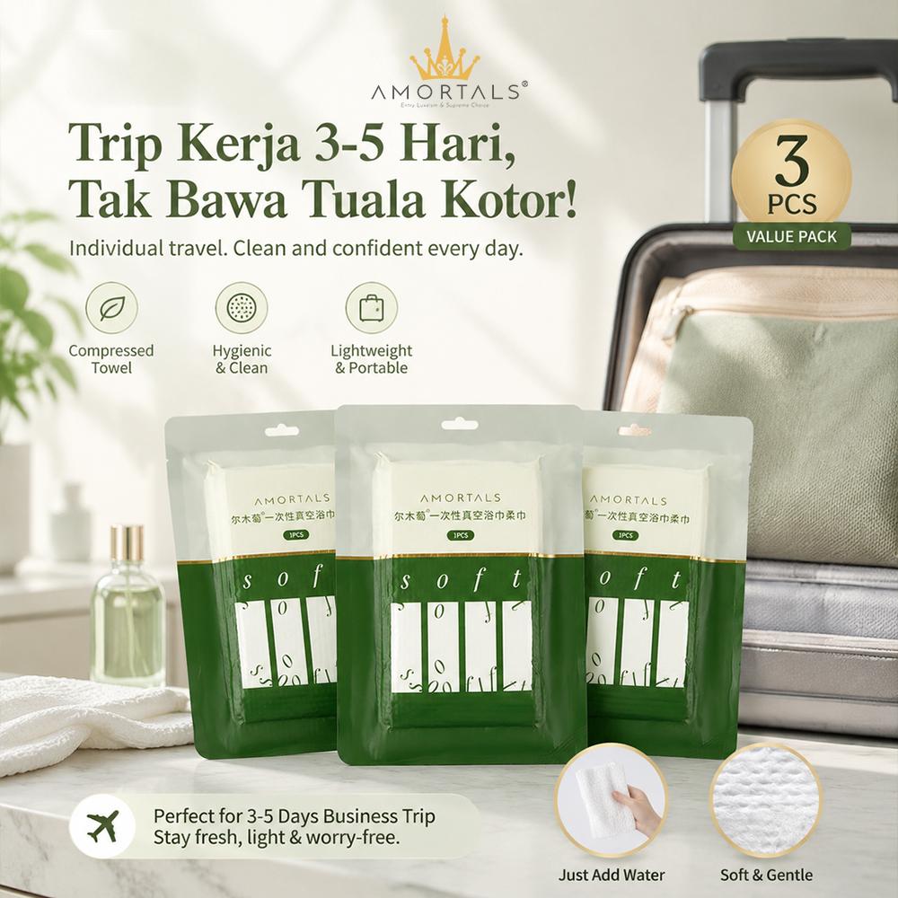 AMORTALS Compressed Disposable Face Towel - 3 Pcs image 1